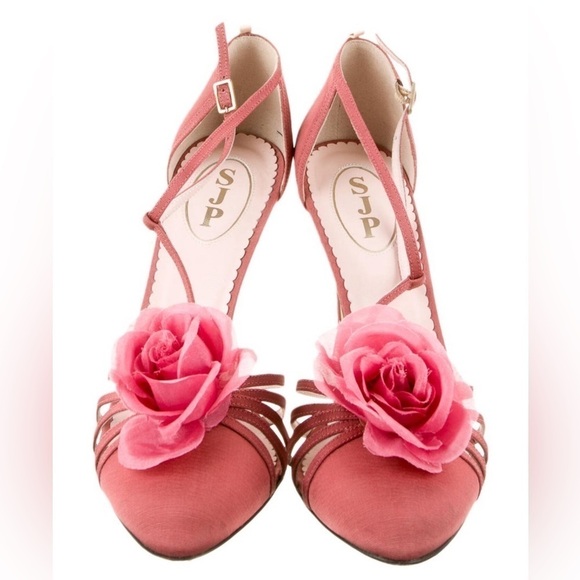 Sarah Jessica Parker T-Strap Canvas Pumps Size 11 - Picture 2 of 6